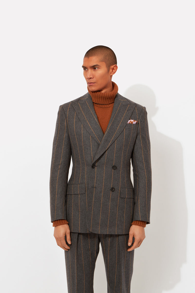 Stripe double 2025 breasted suit