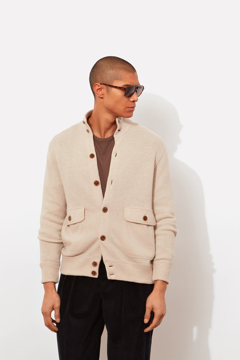 Mens button cardigan with clearance pockets