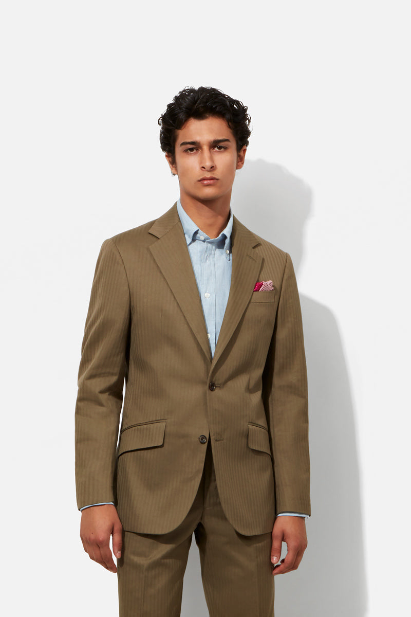 Olive Marine Corp Cotton Herringbone Jacket