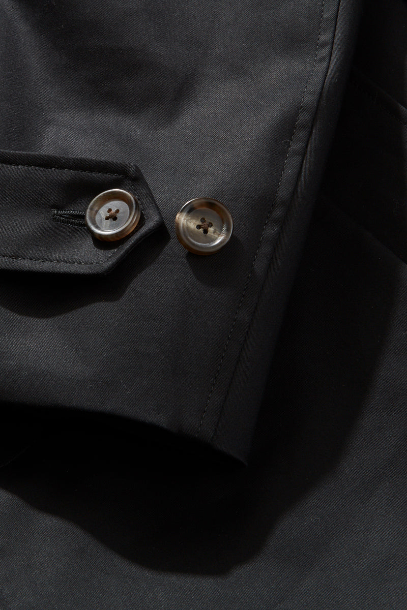 RAINCOAT – BLACK DOUBLE-FACED COTTON TWILL