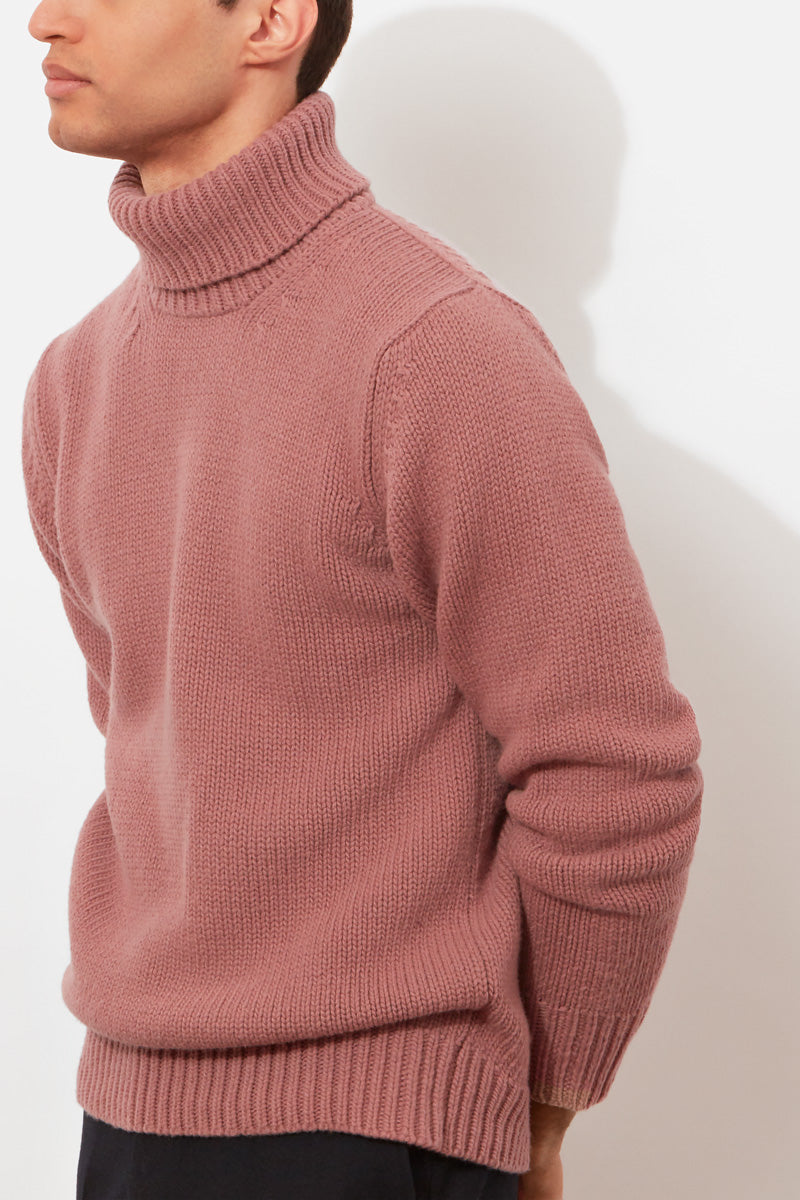 Mens pink roll deals neck jumper