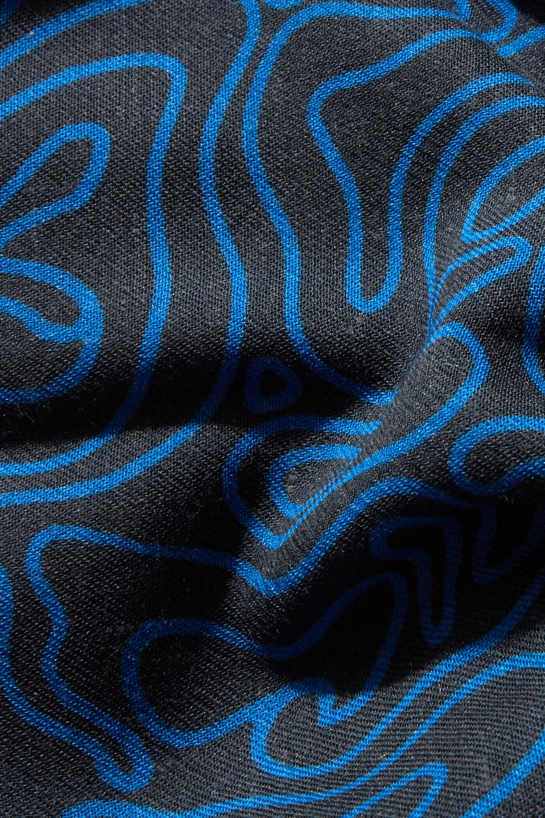 Scarf - Navy & Blue Contours Silk & Cashmere