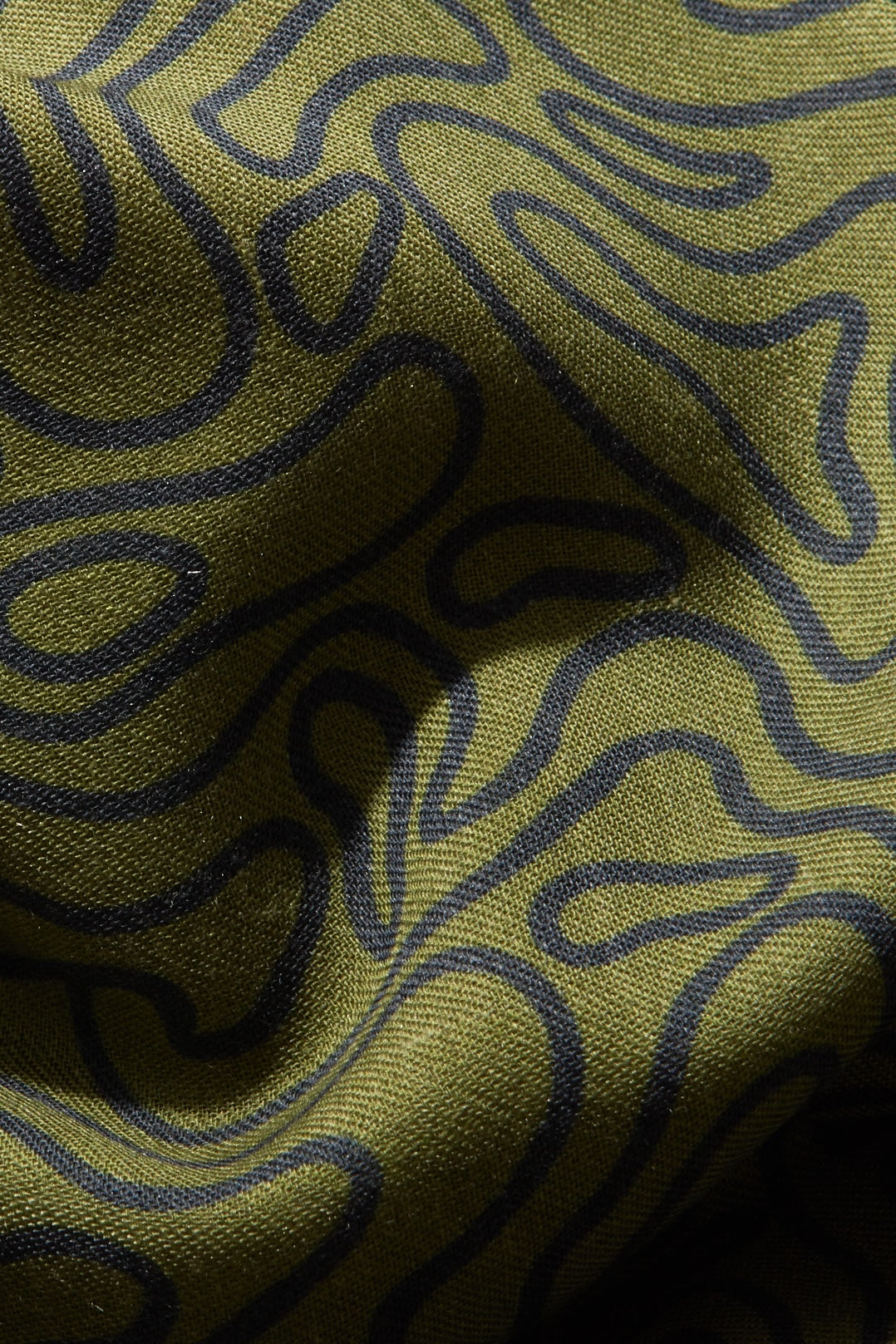 Scarf - Olive & Navy Contours Silk & Cashmere