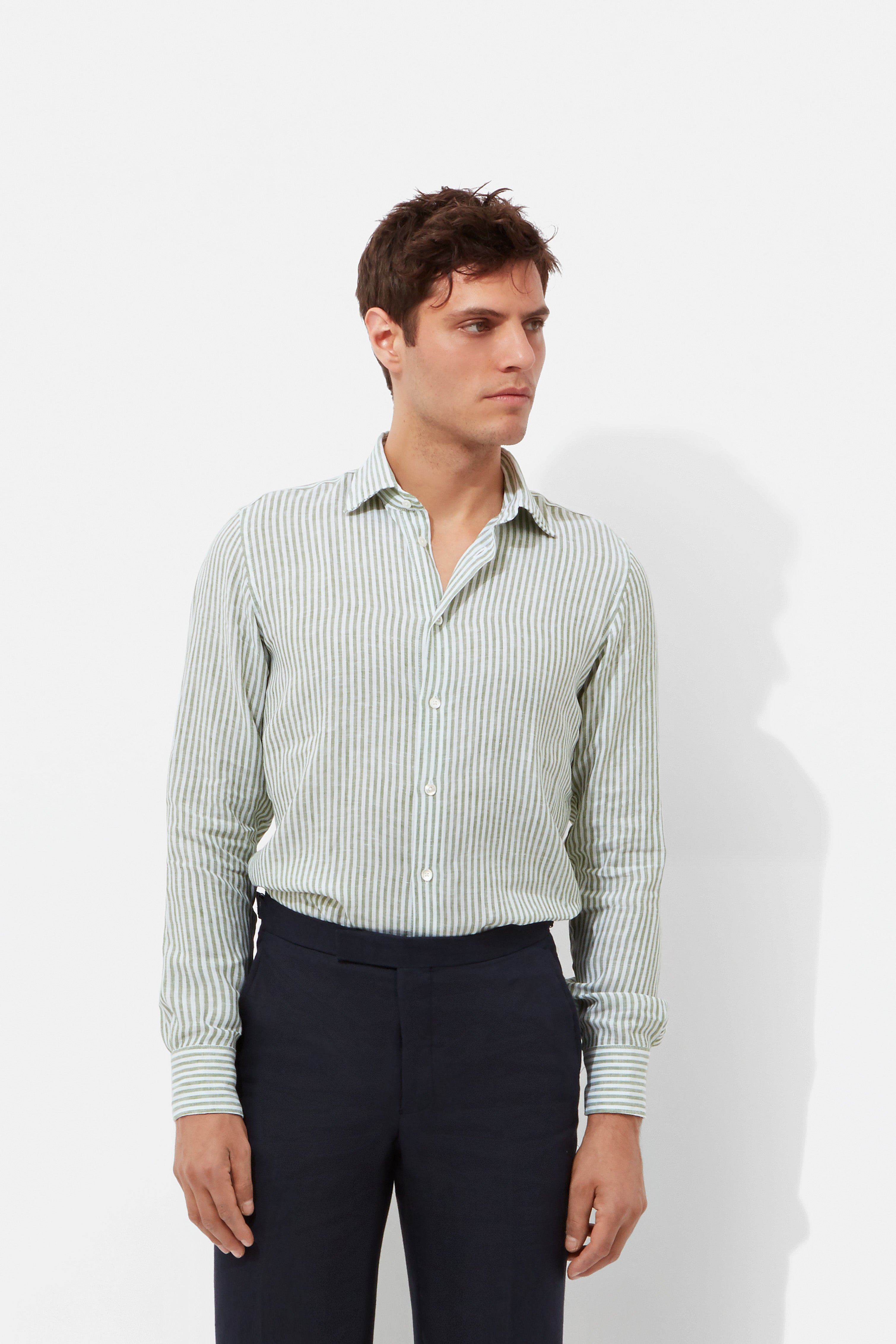 Stripe Linen Contemporary Fit Shirt