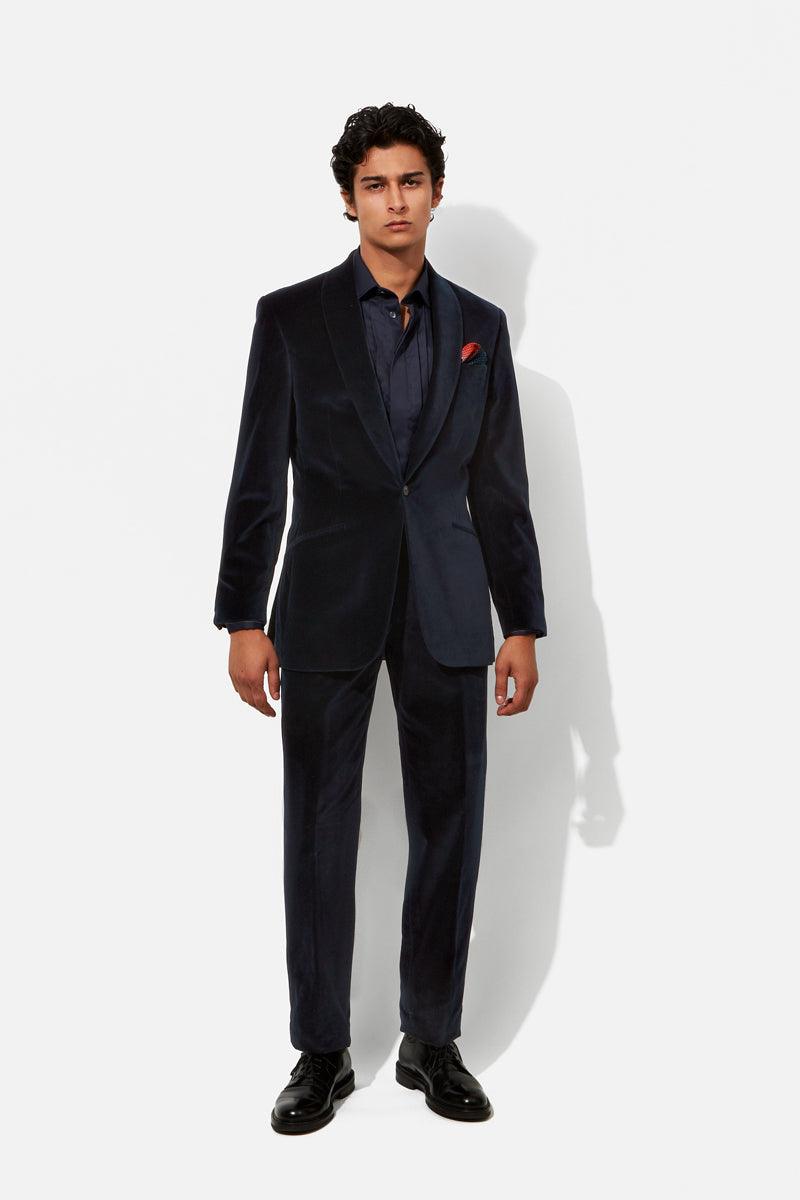 Richard James Savile Row Evening Suit Navy Velvet