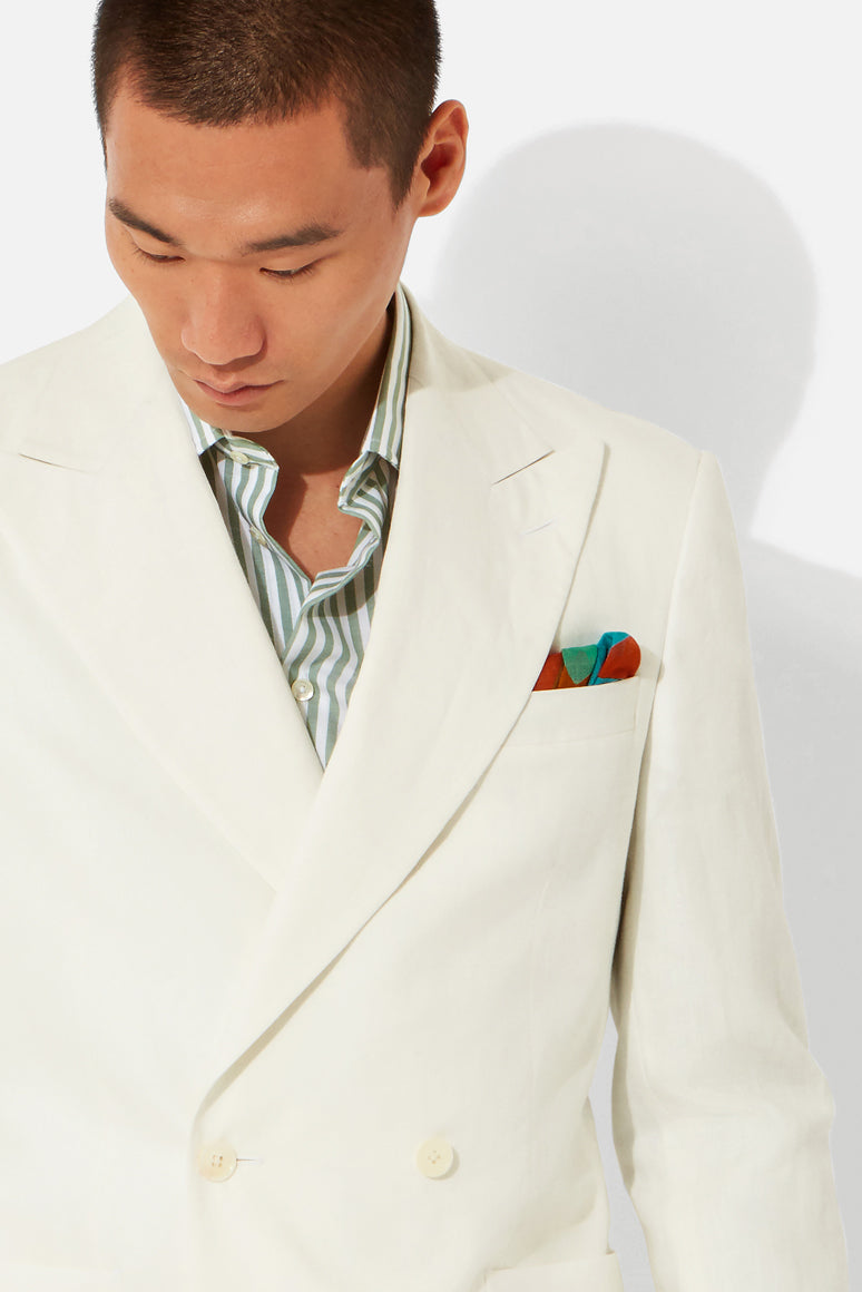 Chalk Double Breasted Linen Suit