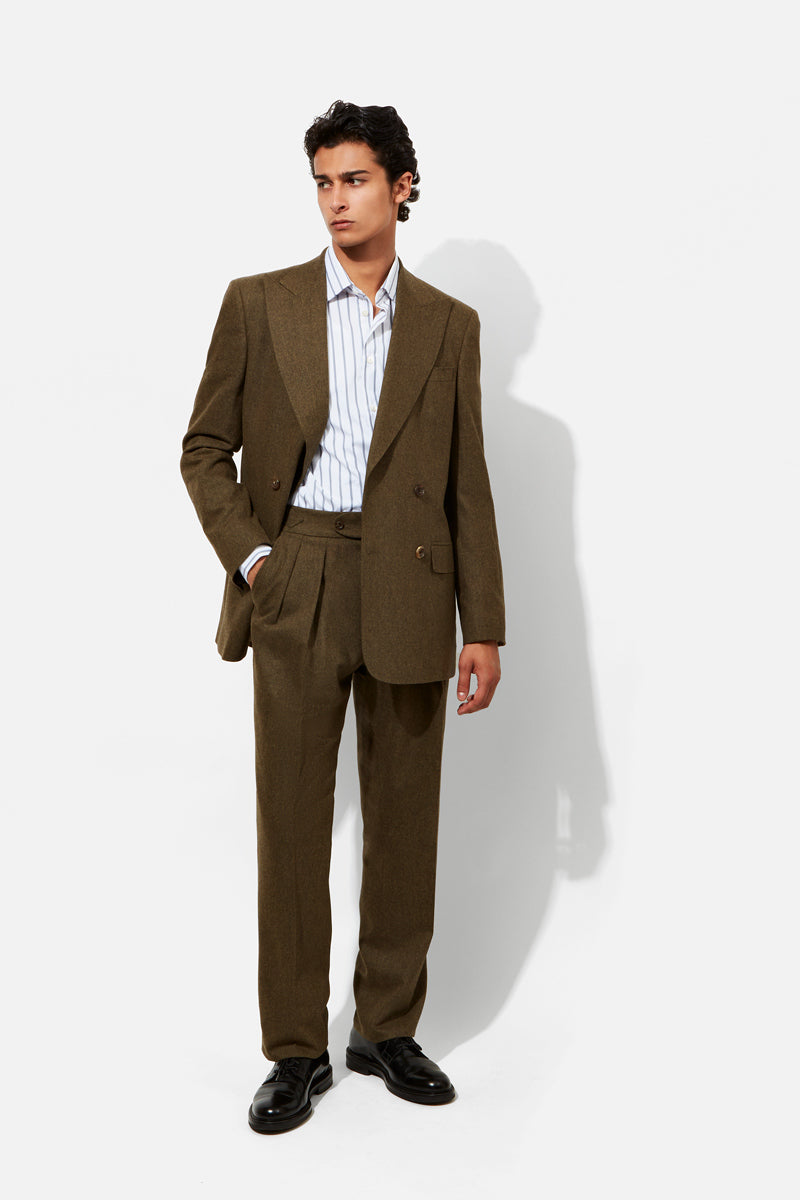 Hepworth Suit - Olive Wool & Cashmere Flannel