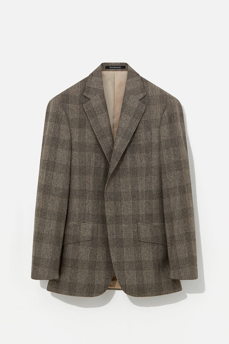 Chapman Suit - Dark Taupe Wool Flannel Price of Wales Check