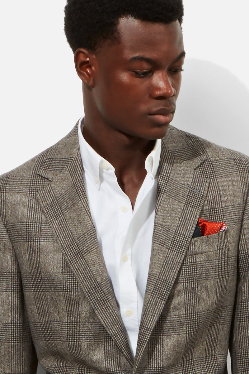 Chapman Suit - Dark Taupe Wool Flannel Price of Wales Check