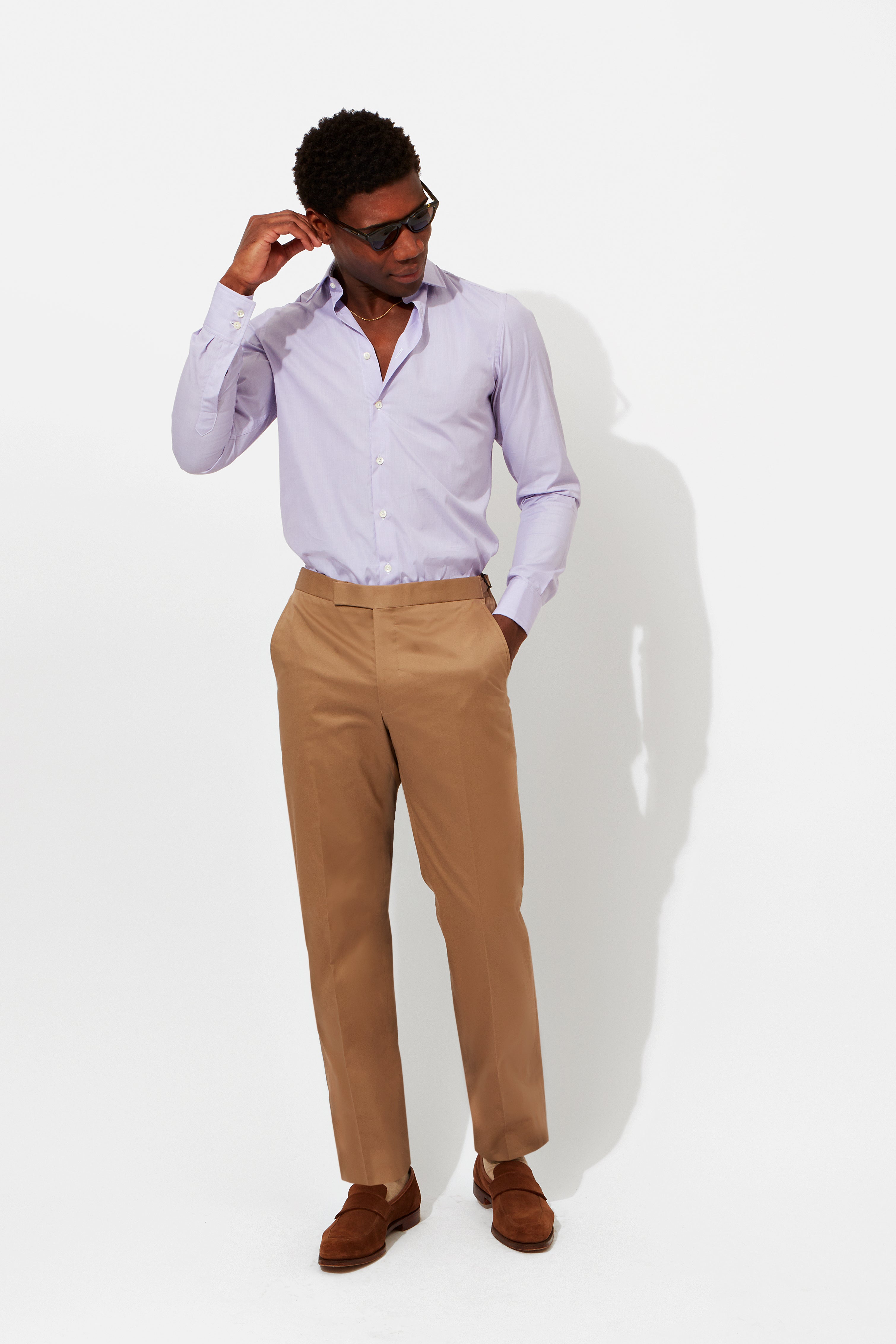 Lafitte Khaki Cotton Twill Chino | Men's Casual Pants | Haspel